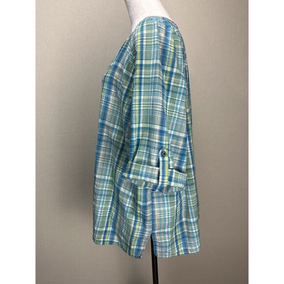 Catherines Women’s 1X 18/20 Teal Blue/Yellow/White 3/4 Sleeves Spring Easter - Picture 7 of 12